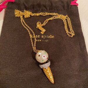 Practically new Kate spade novelty ice cream necklace, Pearl gold silver
